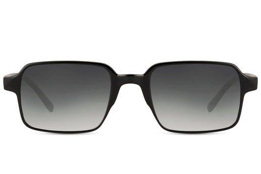 Men’s sleek frame rectangle sunglasses with black frame and grey gradient lenses by Sunglass Station, modern minimalist eyewear designed for everyday comfort, available online with free shipping across the UK and Europe