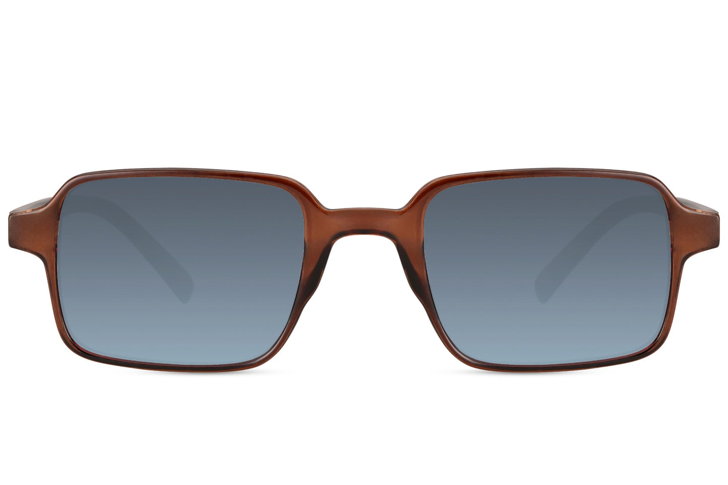 Men’s rectangle sunglasses with sleek brown frame and blue lenses by Sunglass Station, stylish everyday eyewear with a modern finish