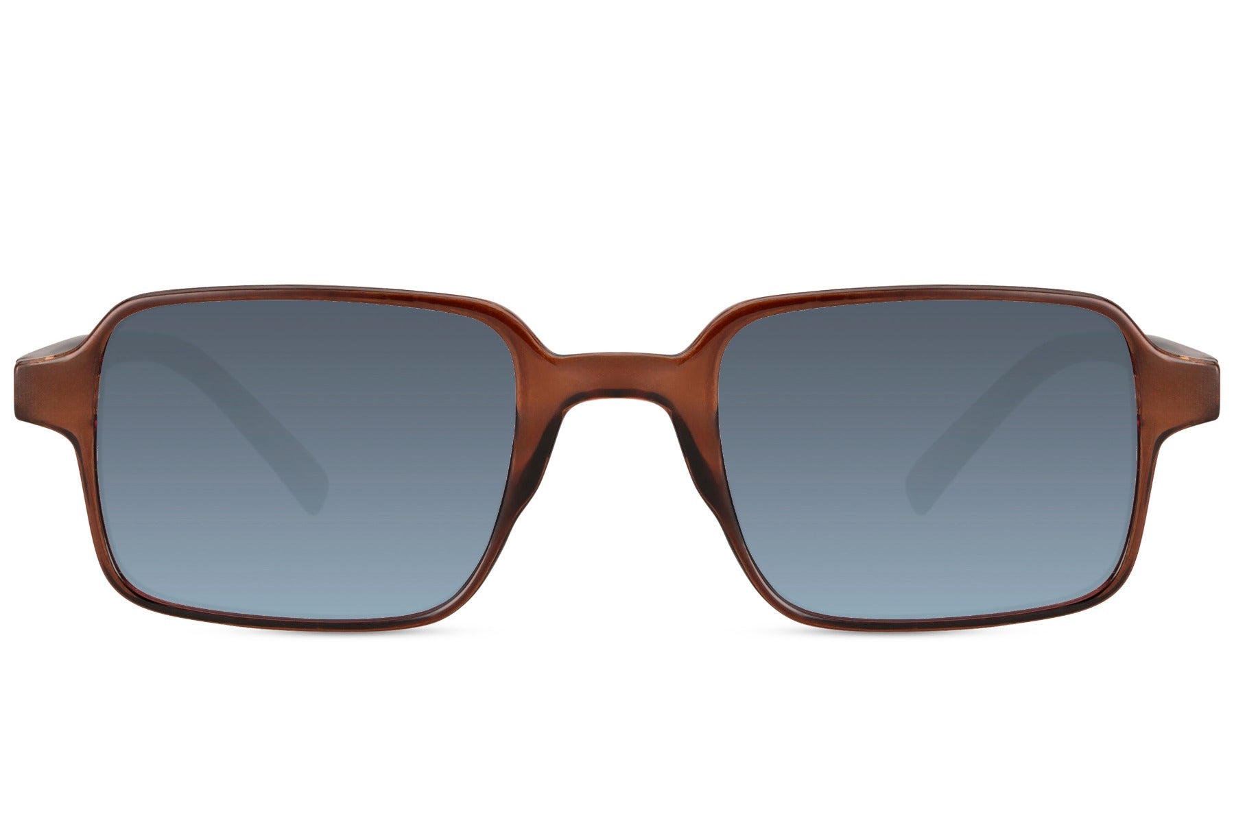 Men’s rectangle sunglasses with sleek brown frame and blue lenses by Sunglass Station, stylish everyday eyewear with a modern finish