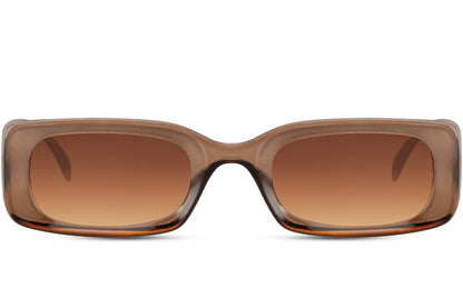 Sleek rectangle sunglasses with brown gradient lenses by Sunglass Station, trending unisex eyewear designed for a clean and contemporary style