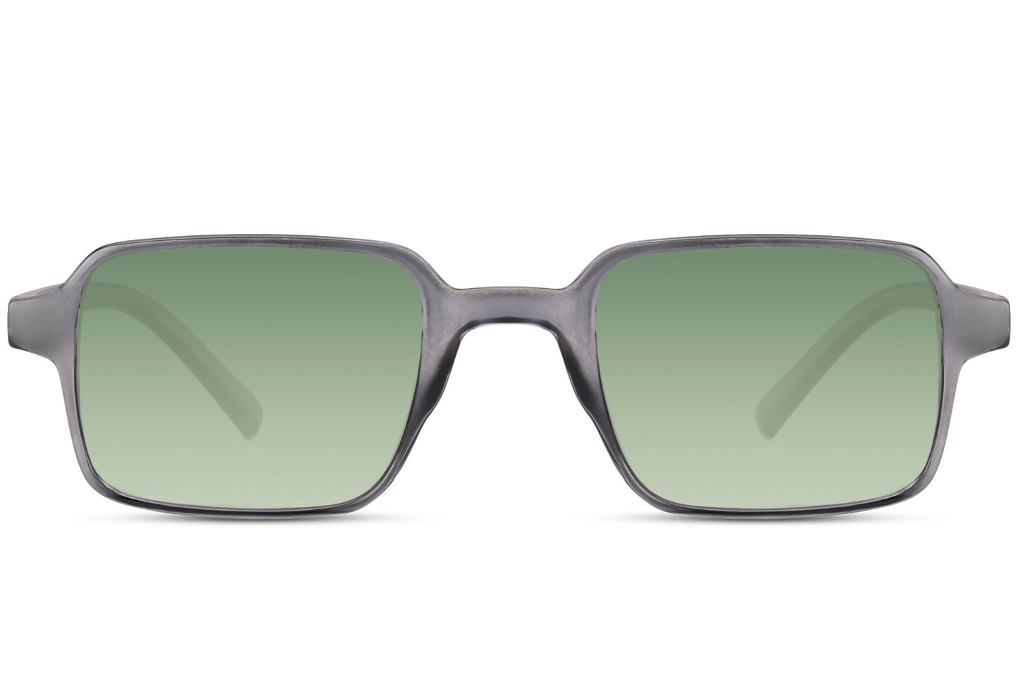 Sleek rectangle sunglasses for men with transparent frame and green lenses by Sunglass Station, lightweight design with a clean contemporary look