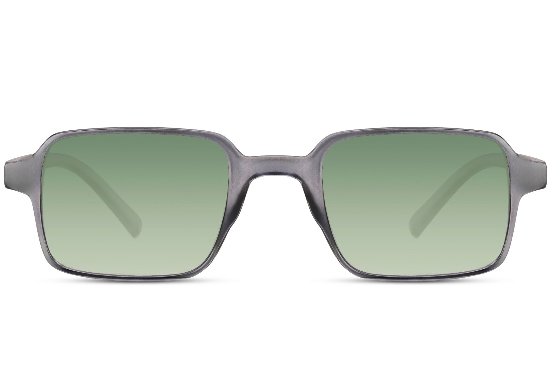 Sleek rectangle sunglasses for men with transparent frame and green lenses by Sunglass Station, lightweight design with a clean contemporary look