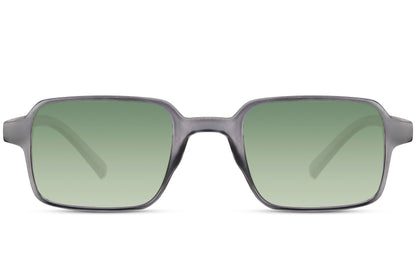 Sleek rectangle sunglasses for men with transparent frame and green lenses by Sunglass Station, lightweight design with a clean contemporary look