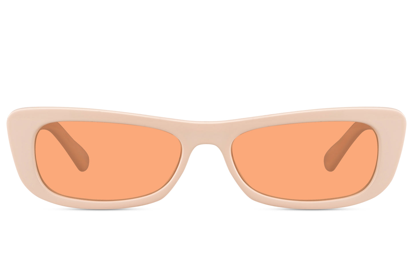 Women’s sleek rectangle sunglasses with orange tinted lenses by Sunglass Station, bold yet elegant eyewear designed for everyday comfort and style