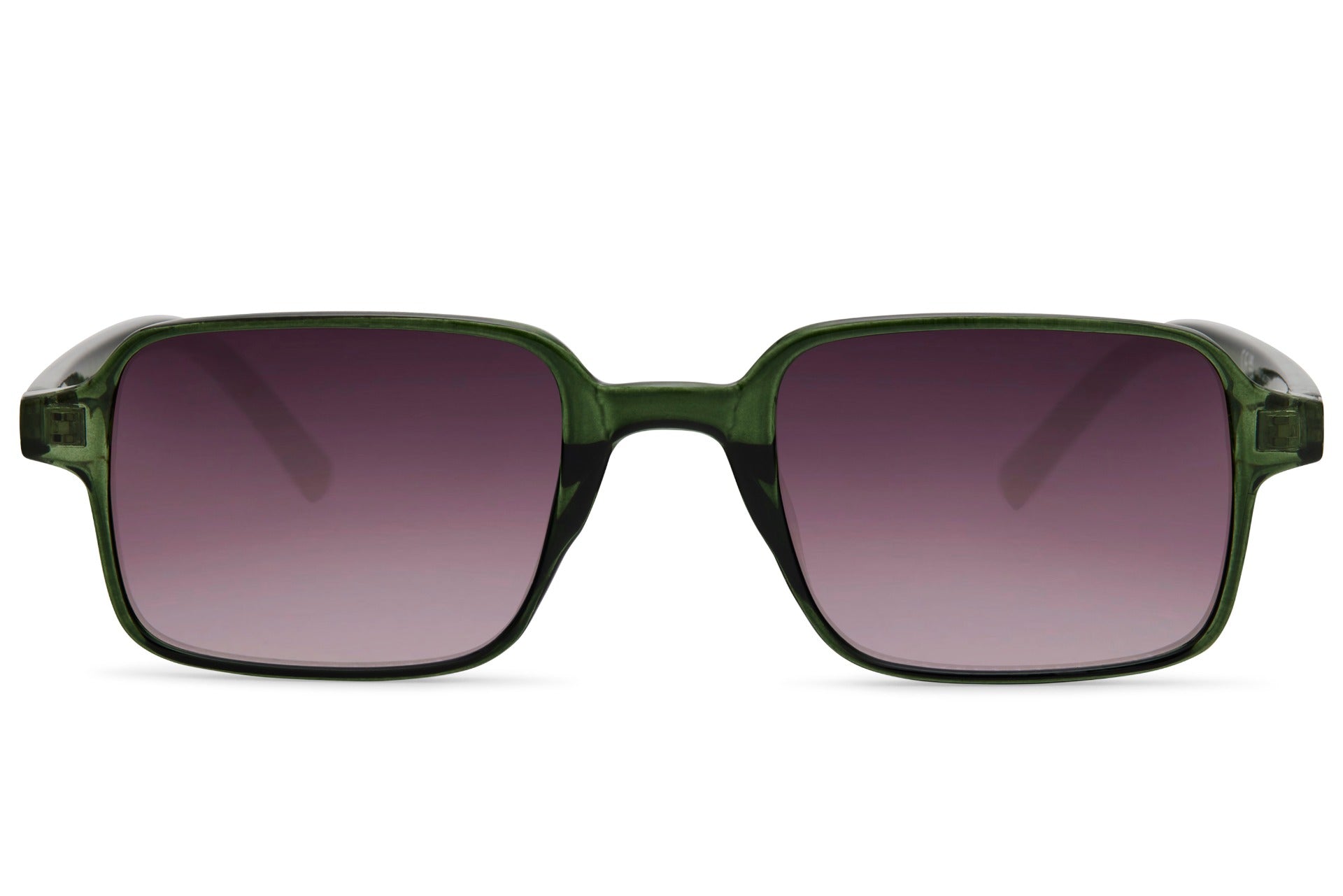Sleek rectangle sunglasses with purple gradient lenses and black frame by Sunglass Station, bold yet minimal men’s eyewear with a contemporary edge