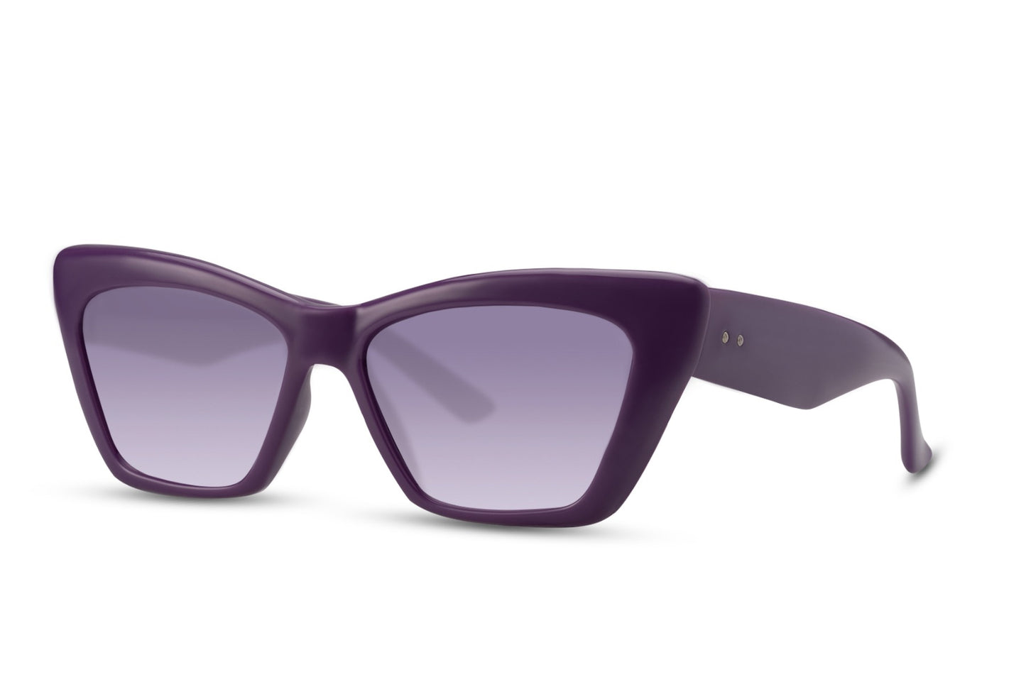 Slim cat eye sunglasses with soft stroke purple frame and tinted lenses