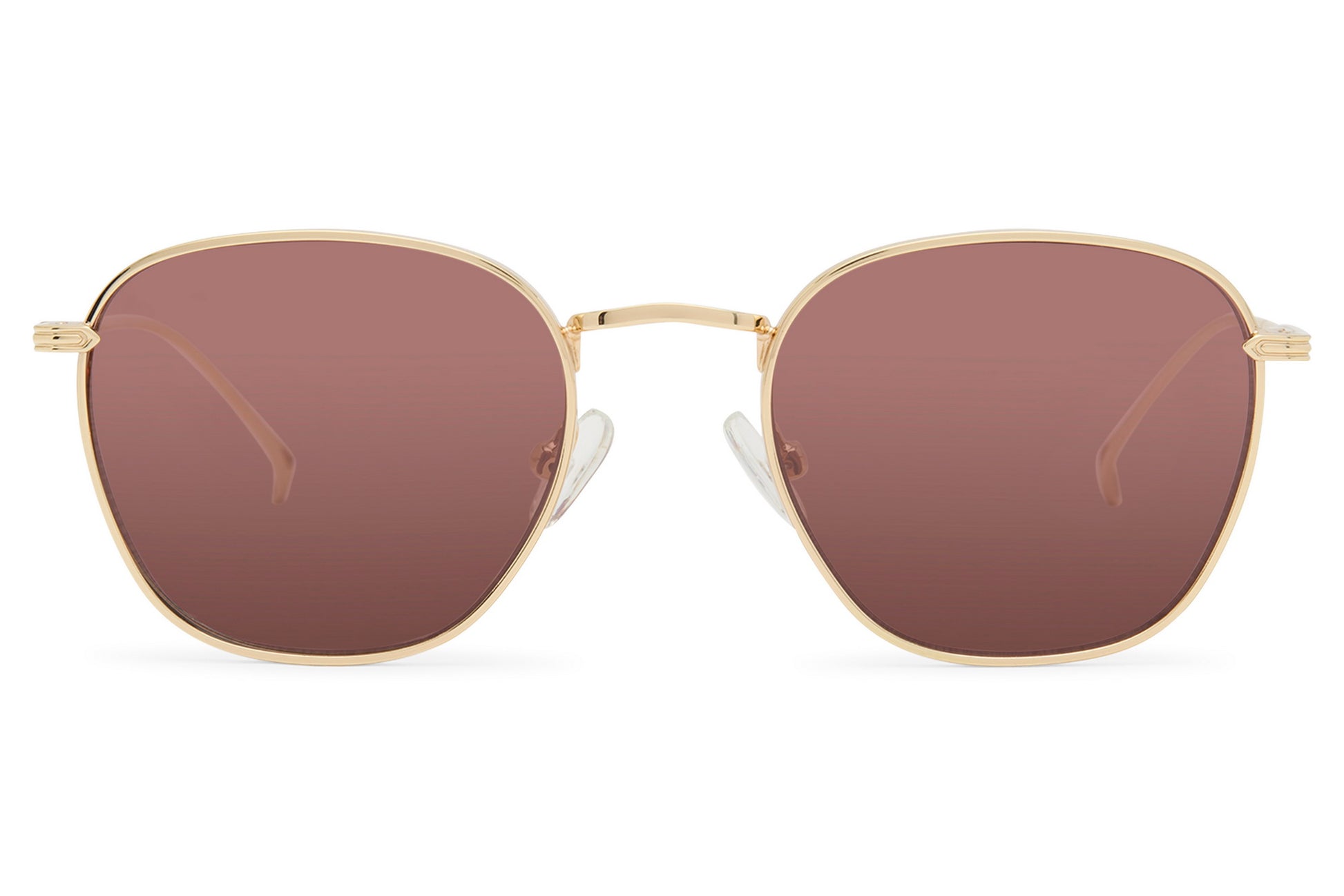 Unisex soft square metal sunglasses with rose brown lenses and lightweight copper frame for modern everyday fashion