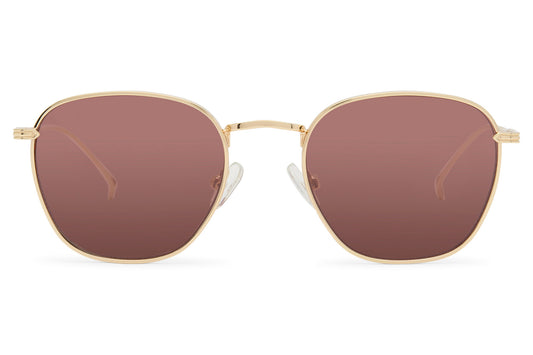 Unisex soft square metal sunglasses with rose brown lenses and lightweight copper frame for modern everyday fashion