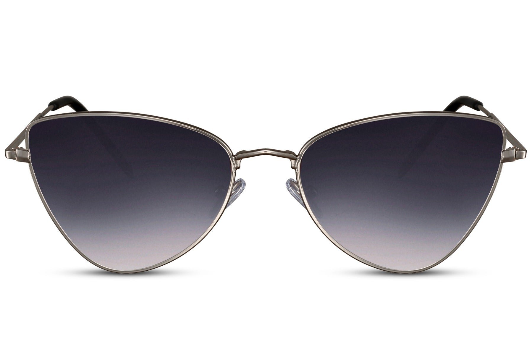 Cat eye sunglasses with slim metal frame and gradient tinted lenses