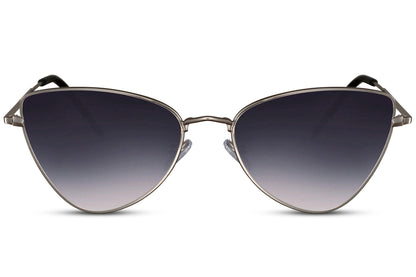 Cat eye sunglasses with slim metal frame and gradient tinted lenses
