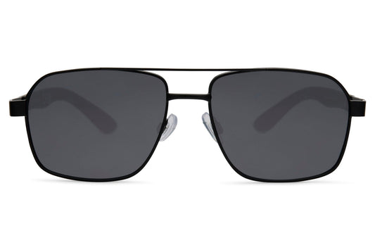 Spain retro aviator sunglasses with black frame and dark lenses, inspired by European street style and modern everyday wear