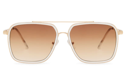 Square aviator sunglasses with light brown gradient lenses, offering a clean and minimal everyday fashion look