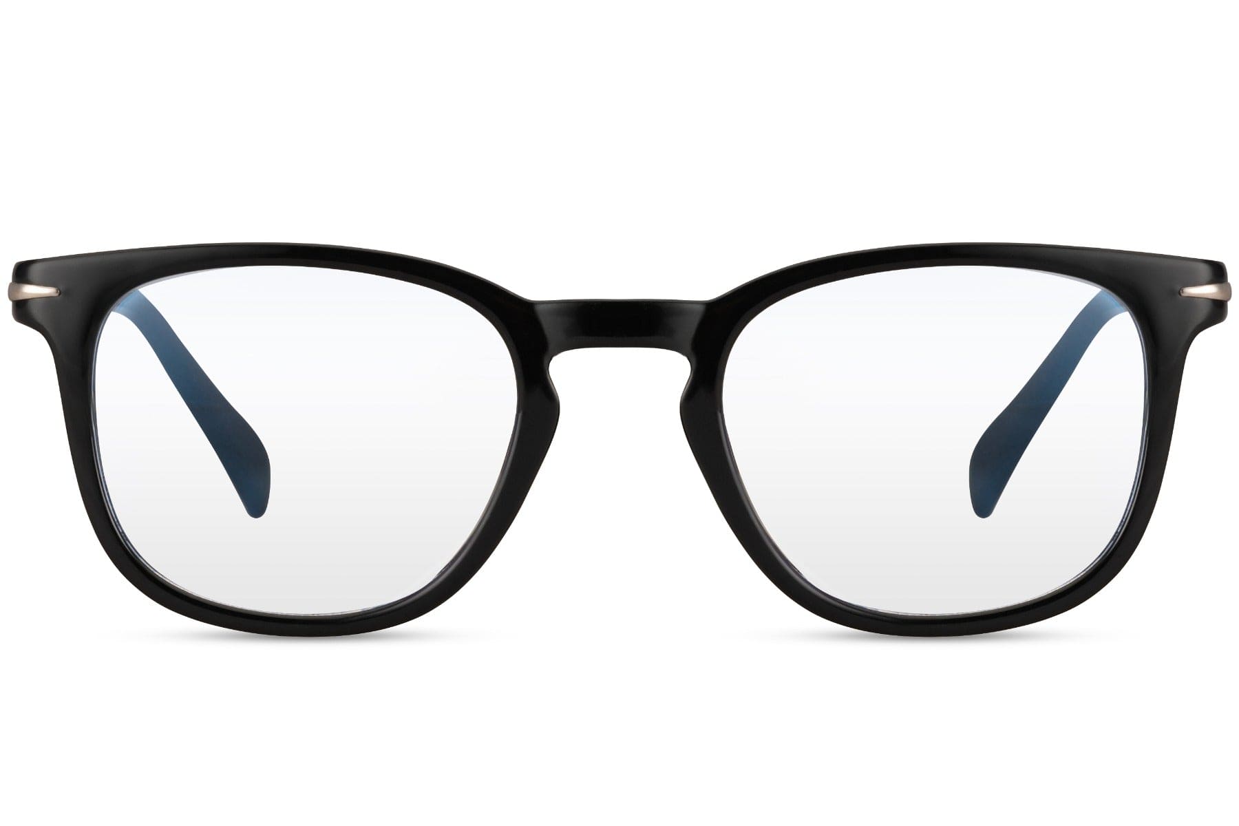 Square blue light filter glasses with lightweight black frame for laptop use, office work and everyday screen time
