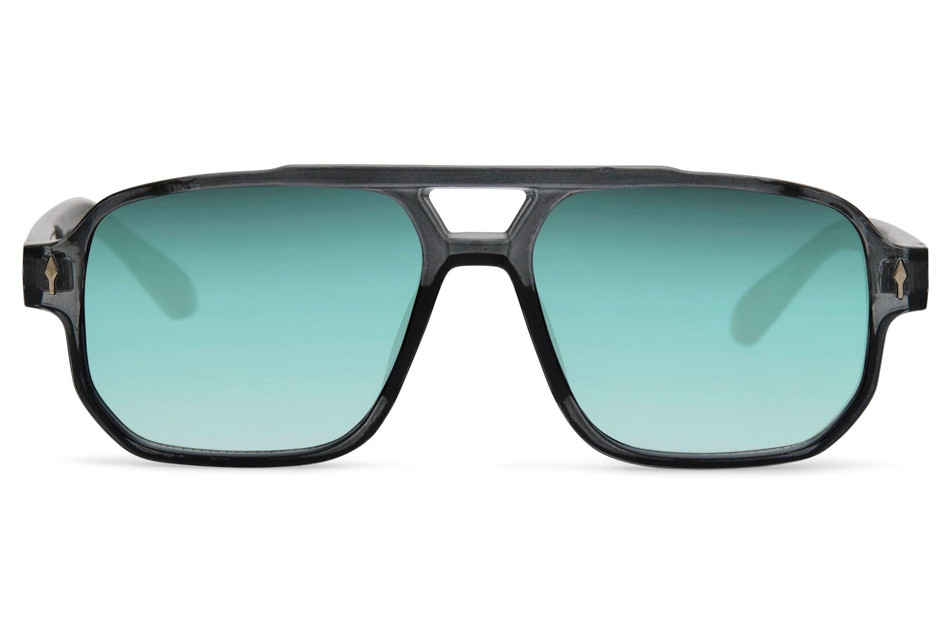 Teal lens aviator sunglasses with retro design, offering versatile styling for both everyday and travel outfits