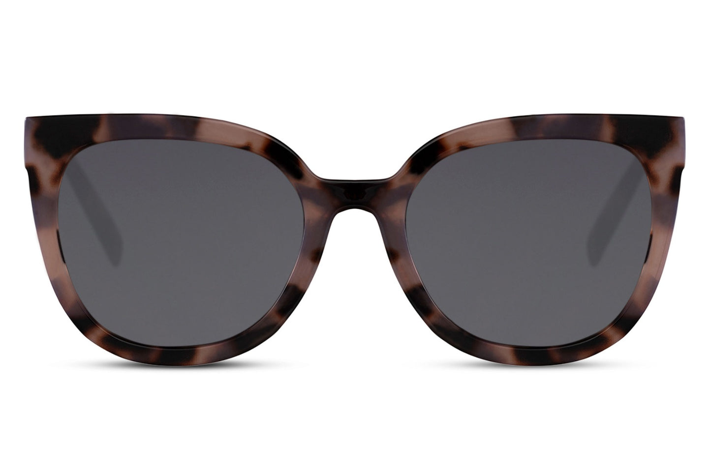 Tortoiseshell cat eye sunglasses with tinted lenses and bold oversized frame