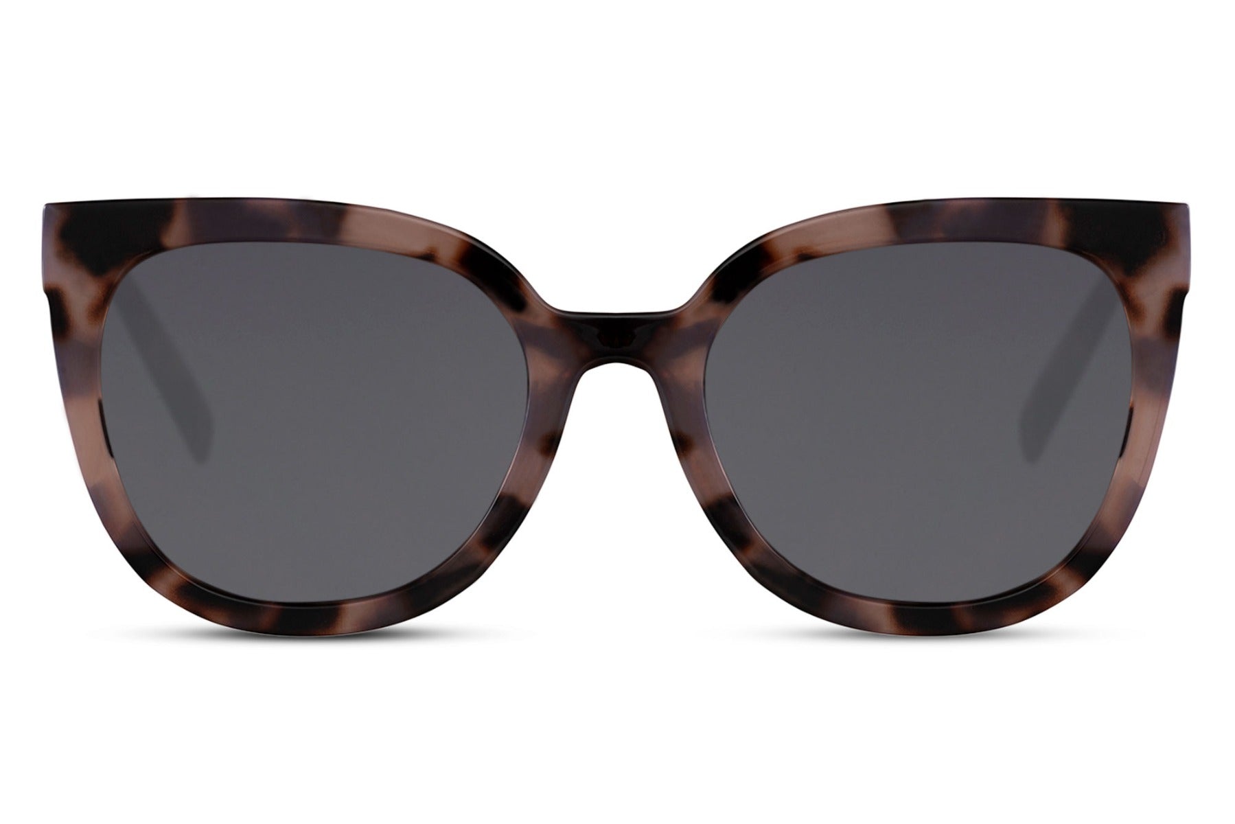 Tortoiseshell cat eye sunglasses with tinted lenses and bold oversized frame