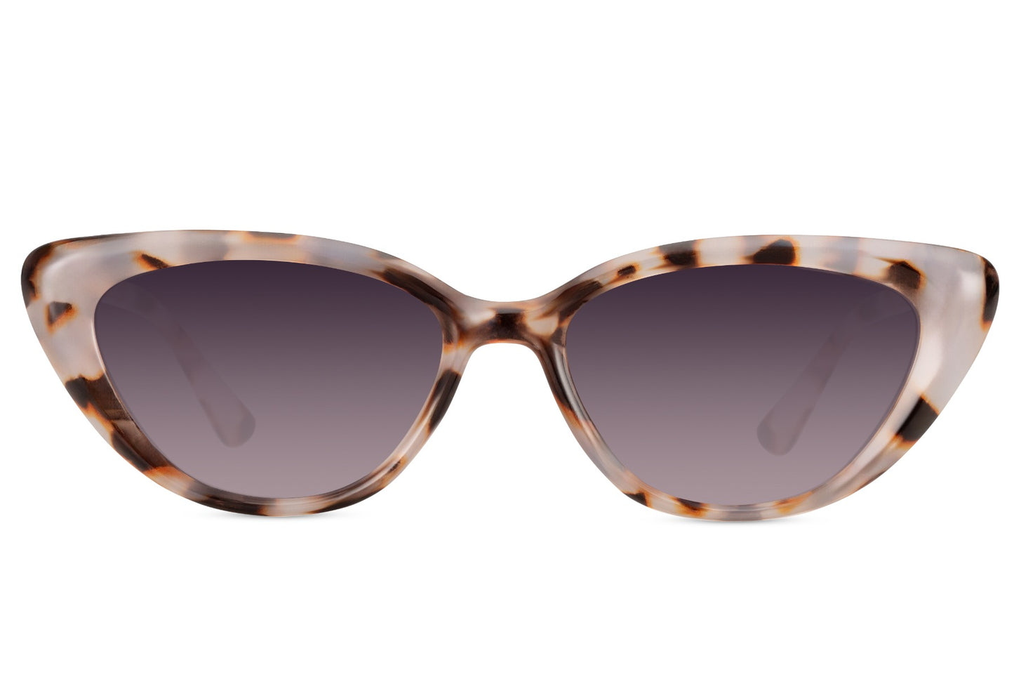 Tortoiseshell cat eye sunglasses with tinted lenses and slim frame design