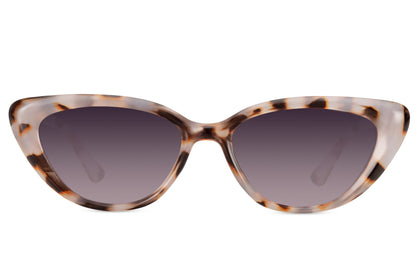 Tortoiseshell cat eye sunglasses with tinted lenses and slim frame design