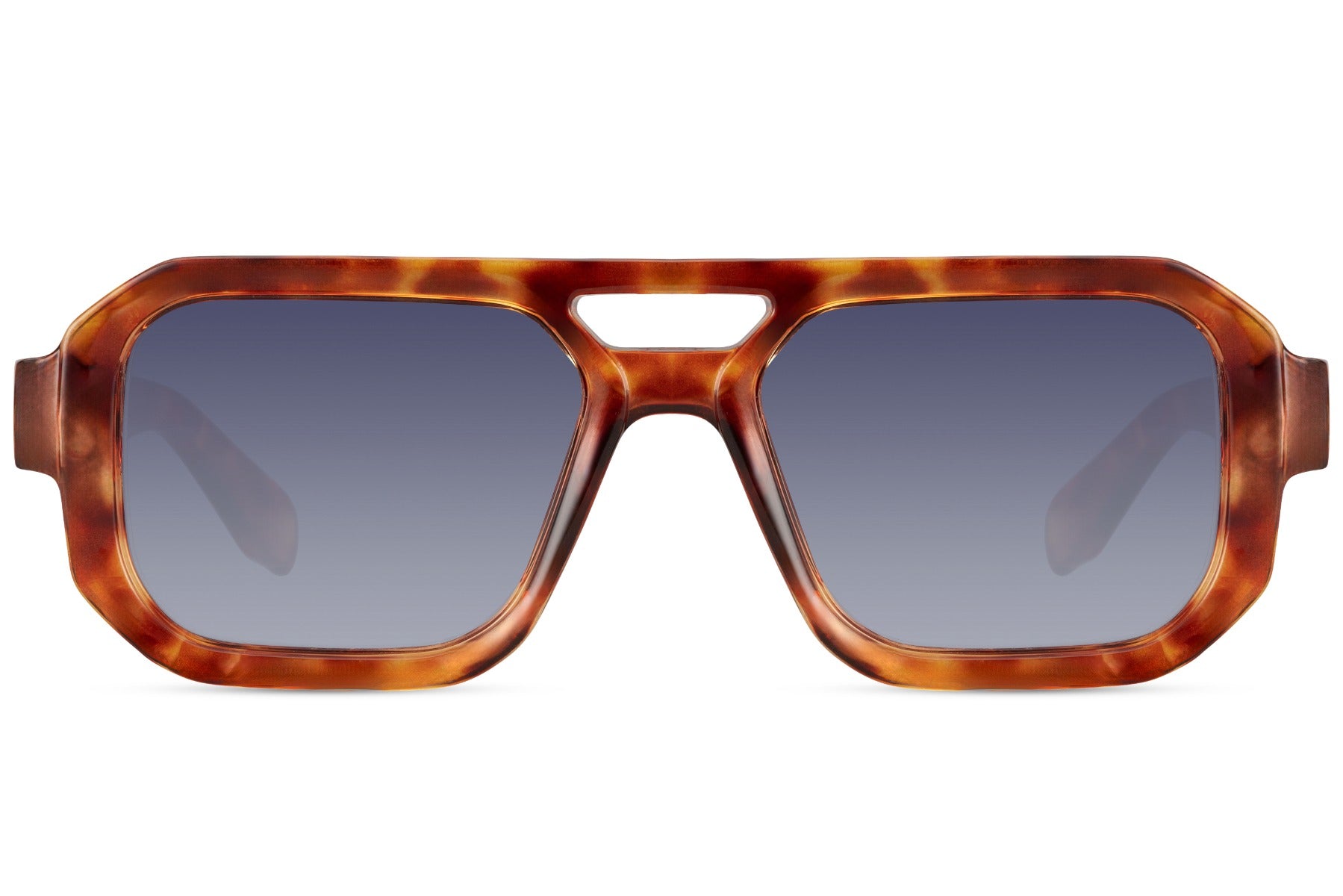 Tortoiseshell geometric aviator sunglasses with structured frame design, perfect for everyday wear with a fashion edge