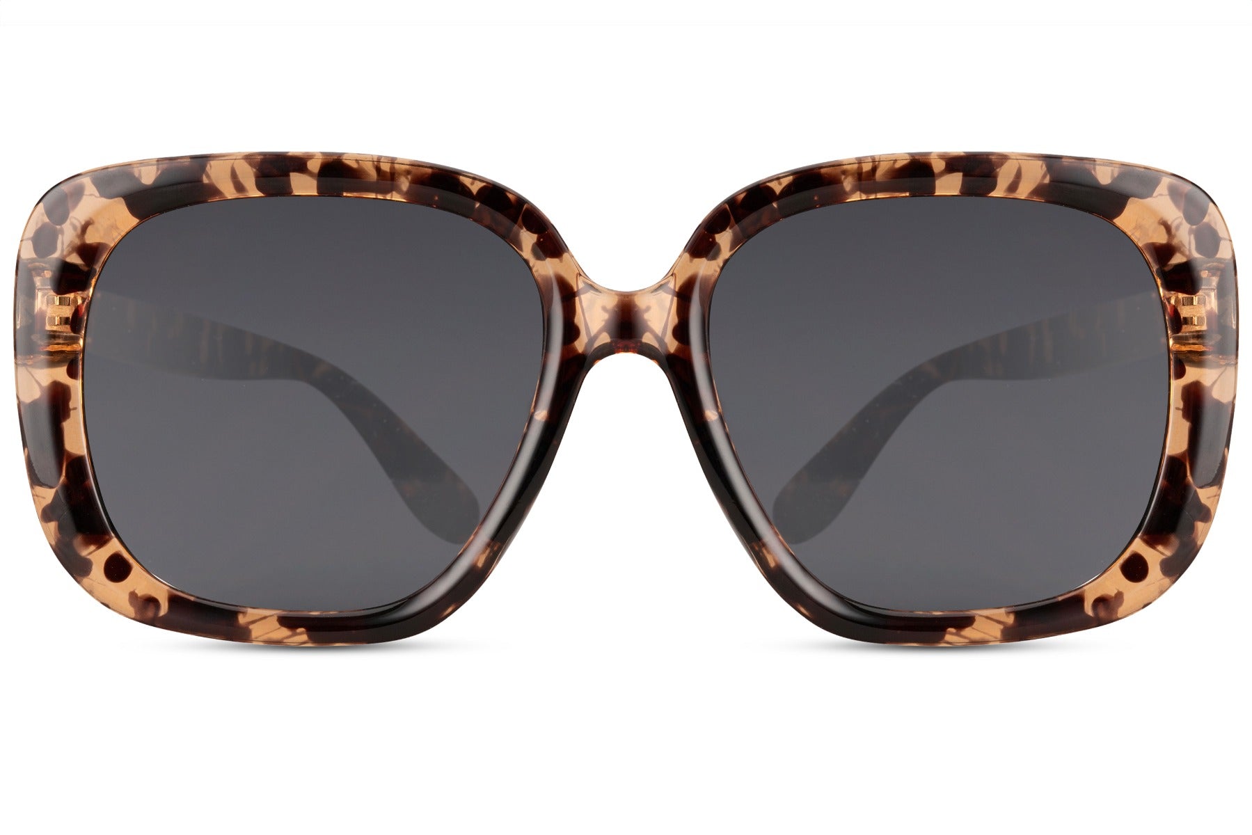 Oversized square tortoiseshell sunglasses with dark lenses, timeless Italian style sunglasses for women inspired by Milan fashion trends