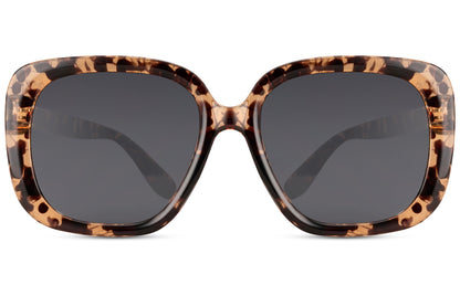 Oversized square tortoiseshell sunglasses with dark lenses, timeless Italian style sunglasses for women inspired by Milan fashion trends