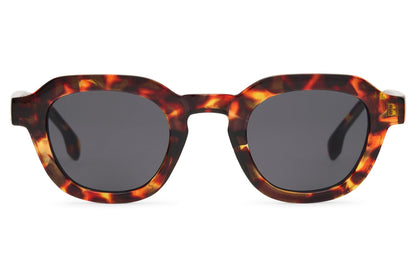 Tortoiseshell square sunglasses with recycled frame for sustainable fashion and vintage inspired styling