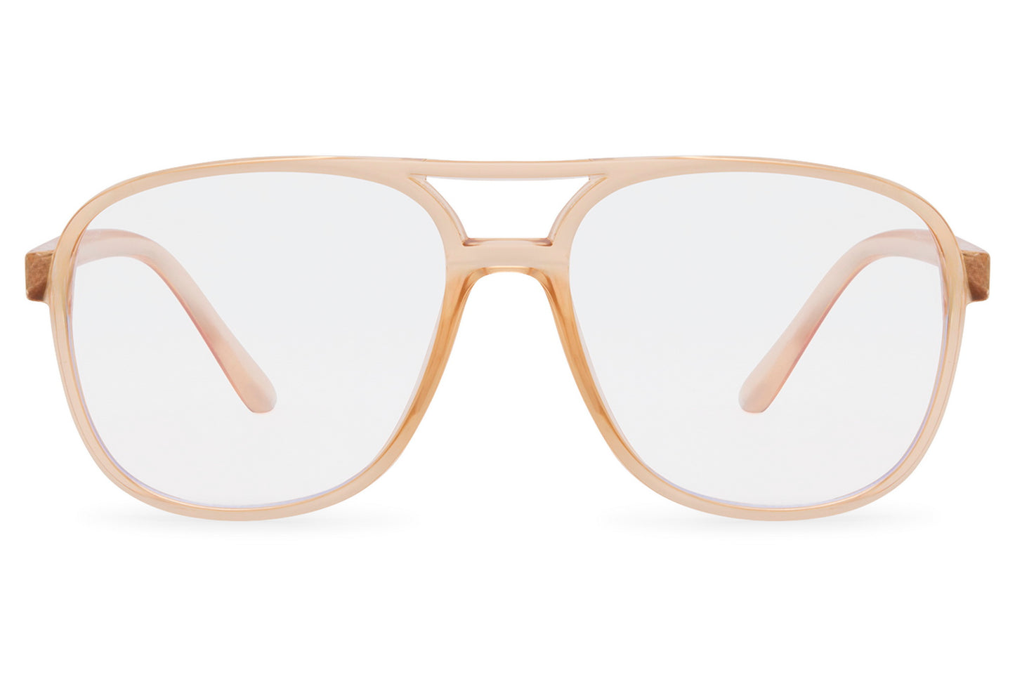 Transparent aviator glasses with blue light filtering lenses, ideal for computer use, office work, and reducing digital eye strain