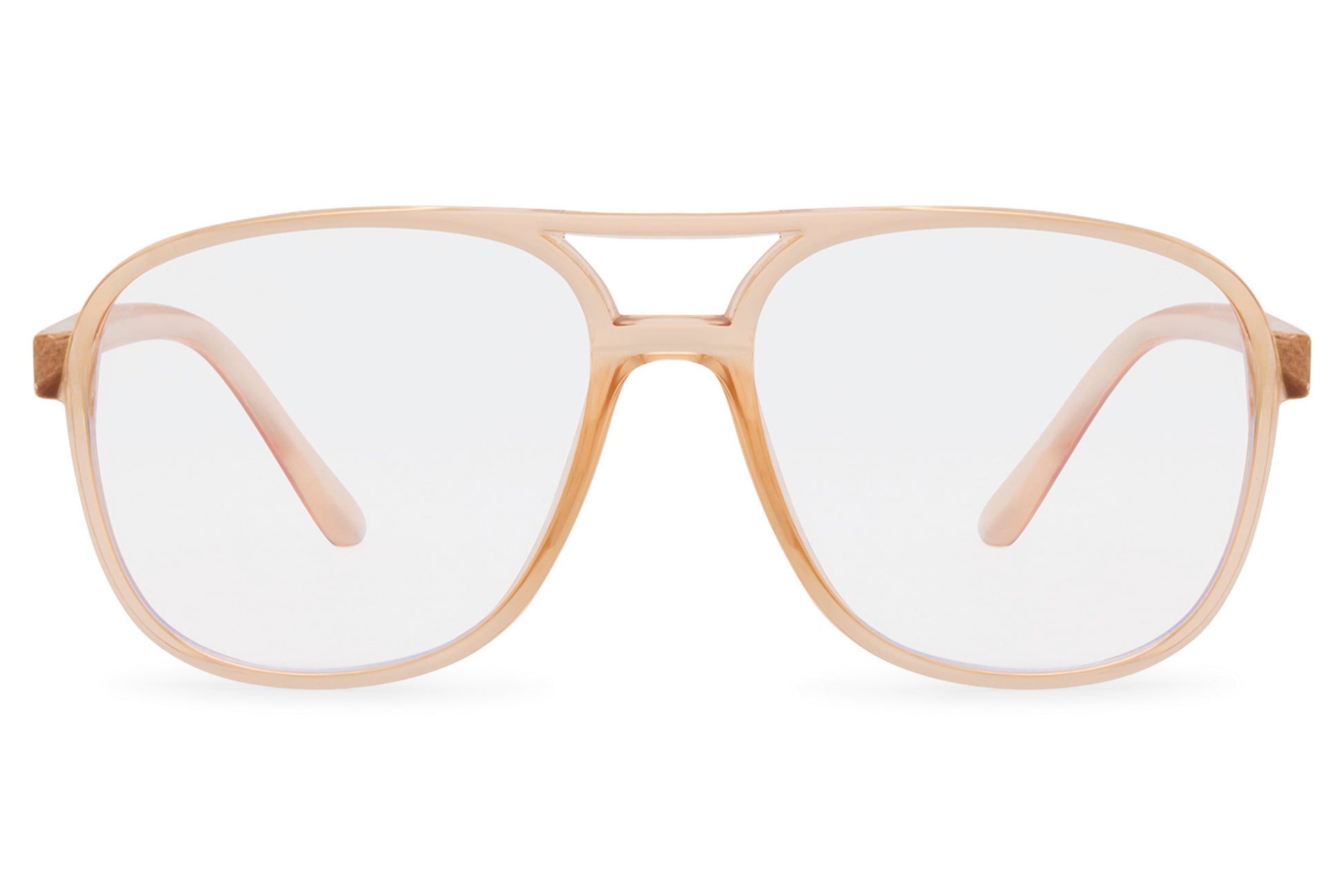 Transparent aviator glasses with blue light filtering lenses, ideal for computer use, office work, and reducing digital eye strain