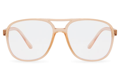Transparent aviator glasses with blue light filtering lenses, ideal for computer use, office work, and reducing digital eye strain