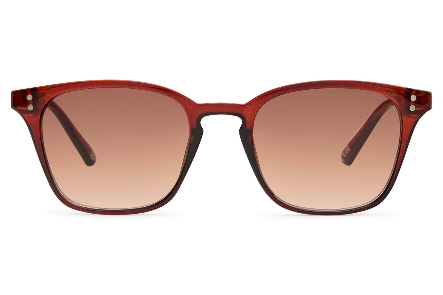 Transparent brown square frame sunglasses with soft tinted lenses for modern streetwear and travel outfits