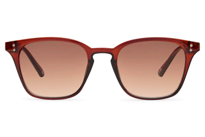 Transparent brown square frame sunglasses with soft tinted lenses for modern streetwear and travel outfits