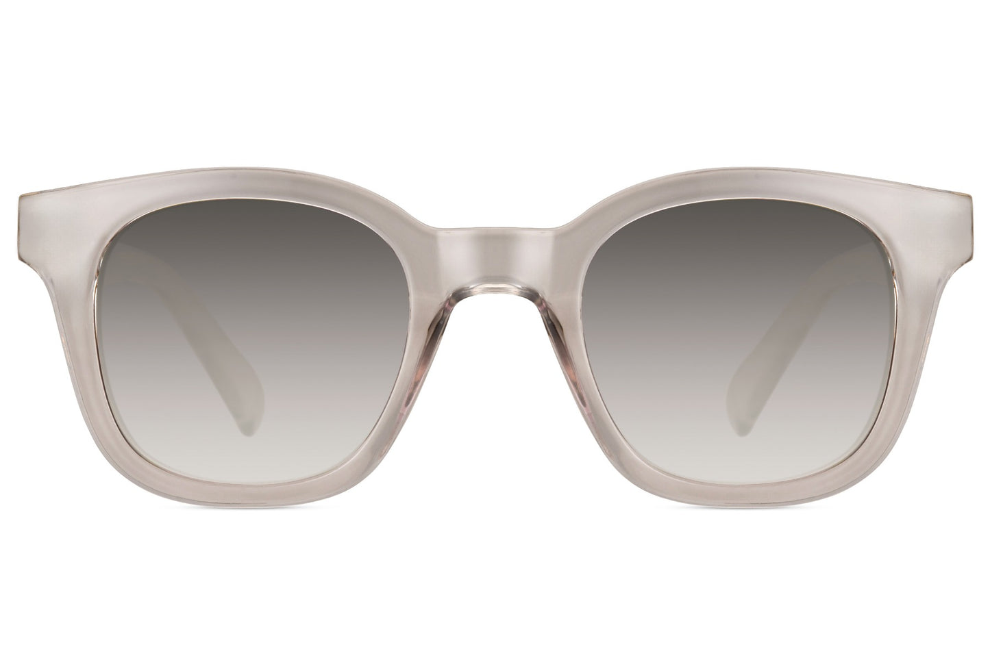 Transparent eco square sunglasses with recycled lightweight frame and gradient grey lenses for modern minimalist fashion