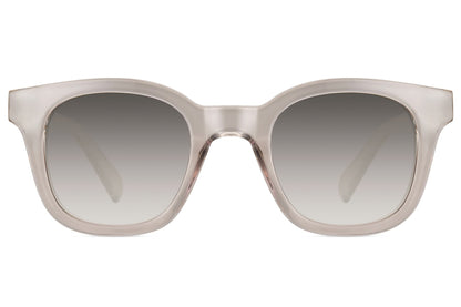Transparent eco square sunglasses with recycled lightweight frame and gradient grey lenses for modern minimalist fashion