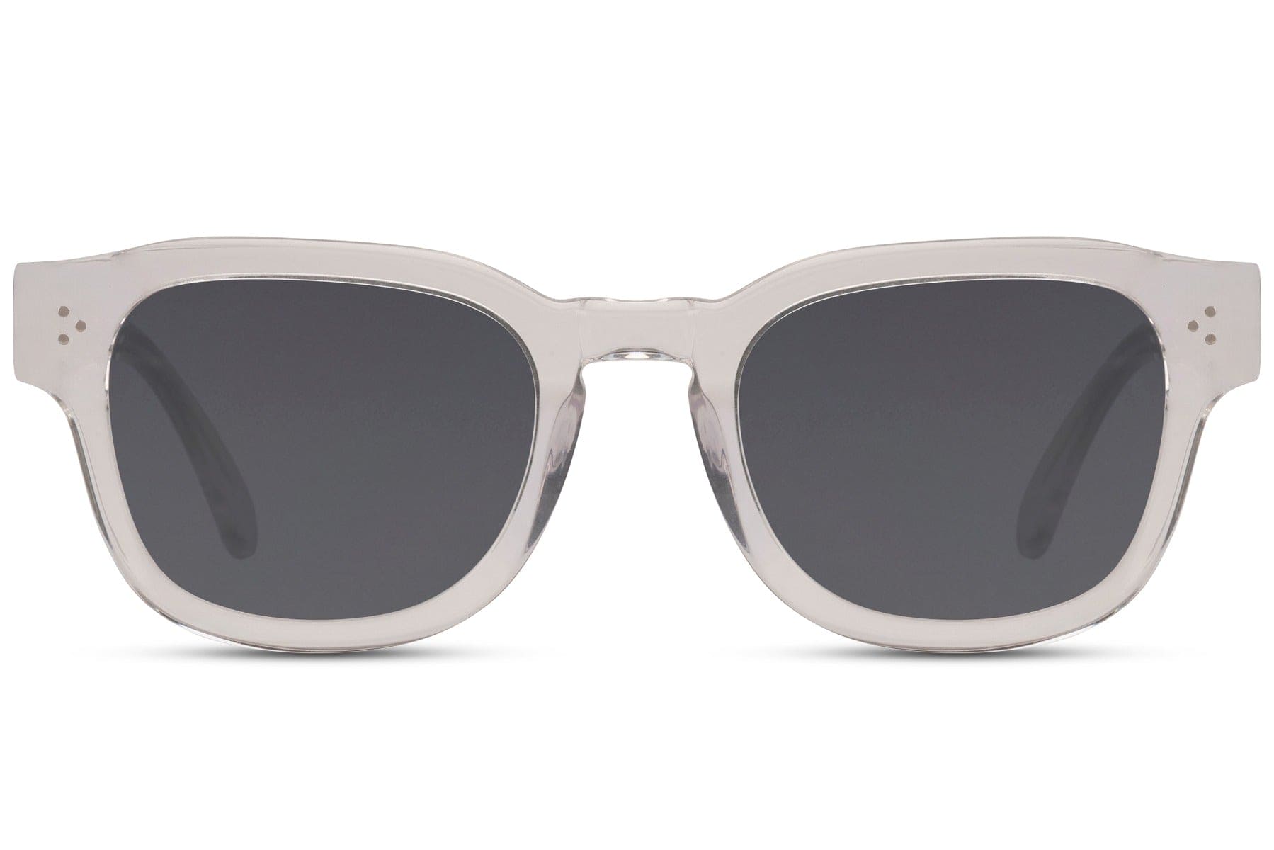 Transparent square sunglasses with polarized TAC lenses and UV400 protection for travel and outdoor activities