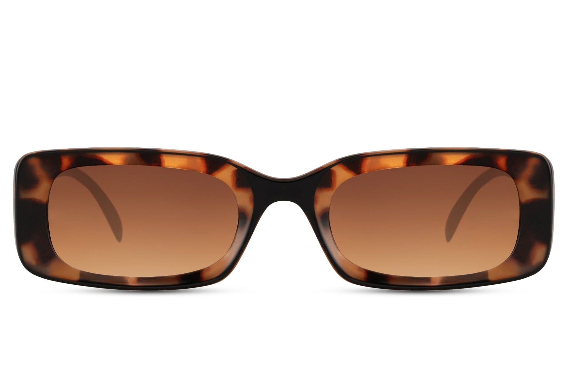 Trending sleek rectangle sunglasses with tortoiseshell frame and brown lenses by Sunglass Station, modern unisex eyewear with a stylish everyday look, available online with free shipping across the UK and Europe