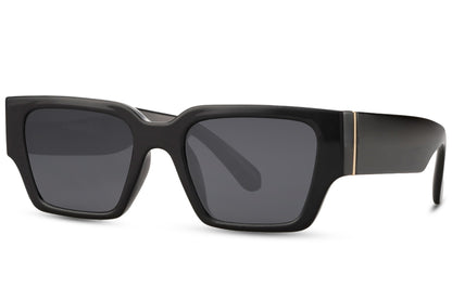 Unisex black rectangle sunglasses by Sunglass Station, sleek frame design with a refined and contemporary aesthetic