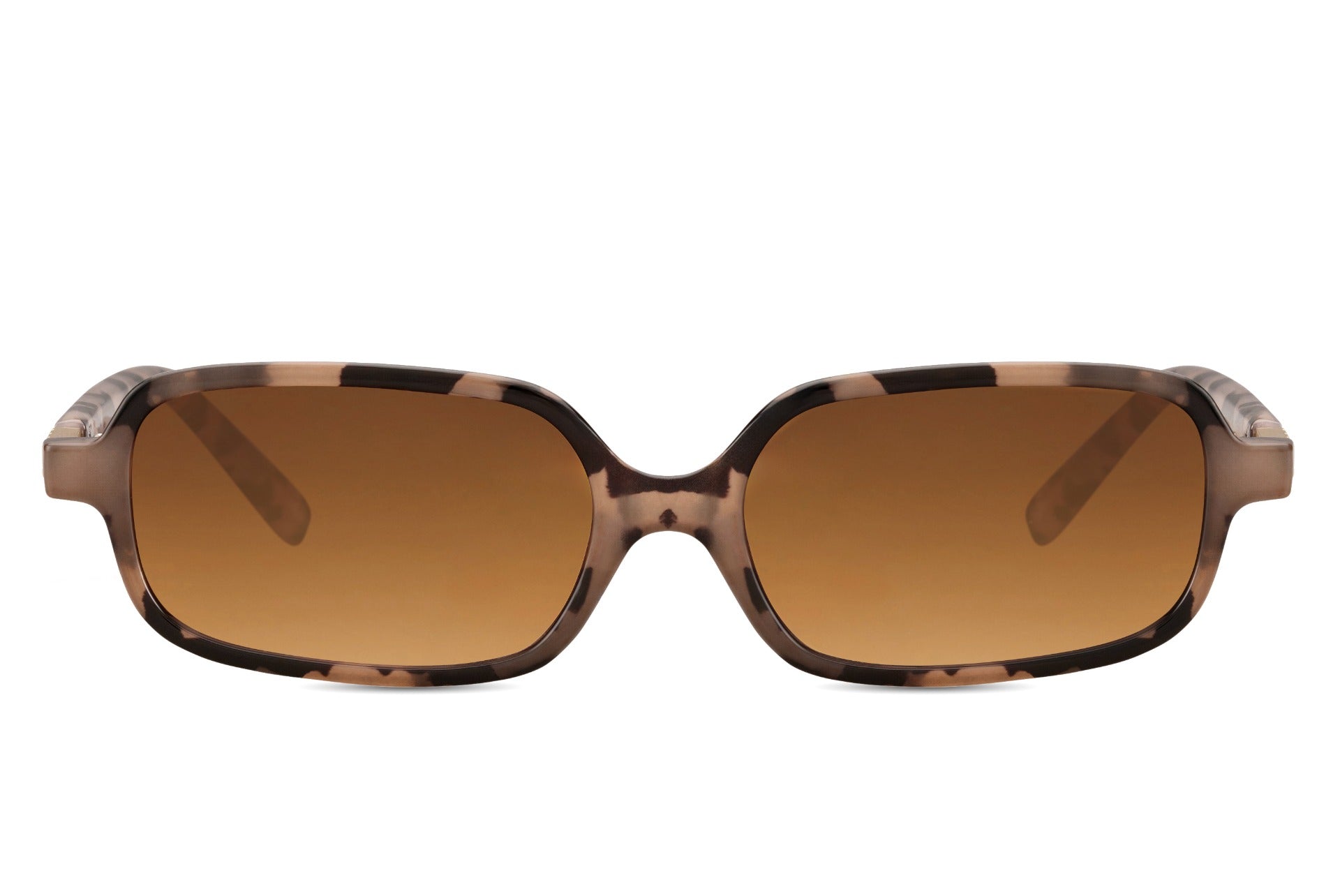 Unisex sleek rectangle sunglasses with tortoiseshell frame and brown lenses by Sunglass Station, lightweight everyday eyewear with UV400 protection, available with free shipping across the UK and Europe