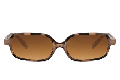 Unisex sleek rectangle sunglasses with tortoiseshell frame and brown lenses by Sunglass Station, lightweight everyday eyewear with UV400 protection, available with free shipping across the UK and Europe
