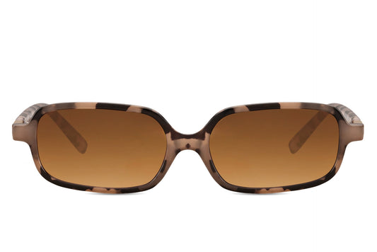 Unisex sleek rectangle sunglasses with tortoiseshell frame and brown lenses by Sunglass Station, lightweight everyday eyewear with UV400 protection, available with free shipping across the UK and Europe