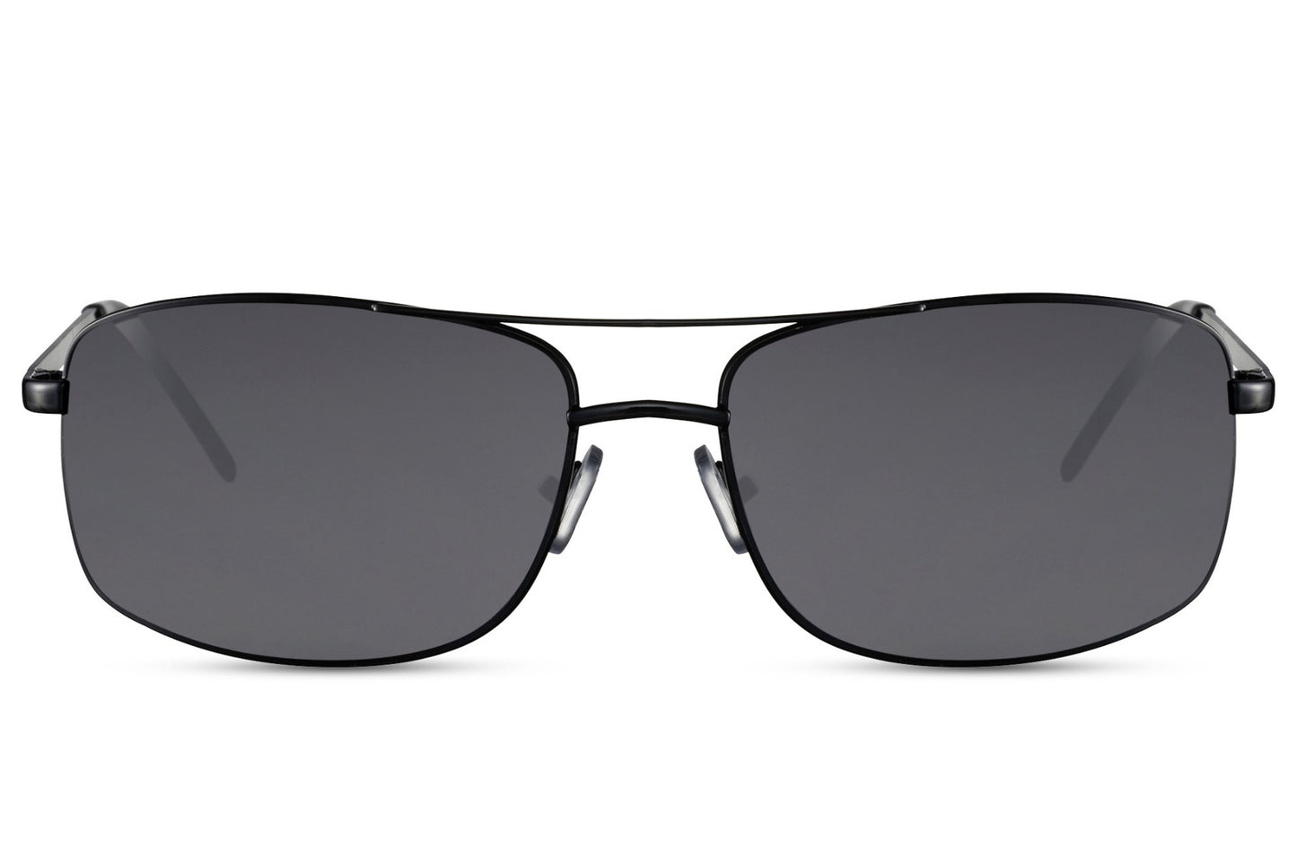 Vintage metal rectangle sunglasses with green lenses by Sunglass Station, lightweight unisex eyewear with a clean rectangular shape