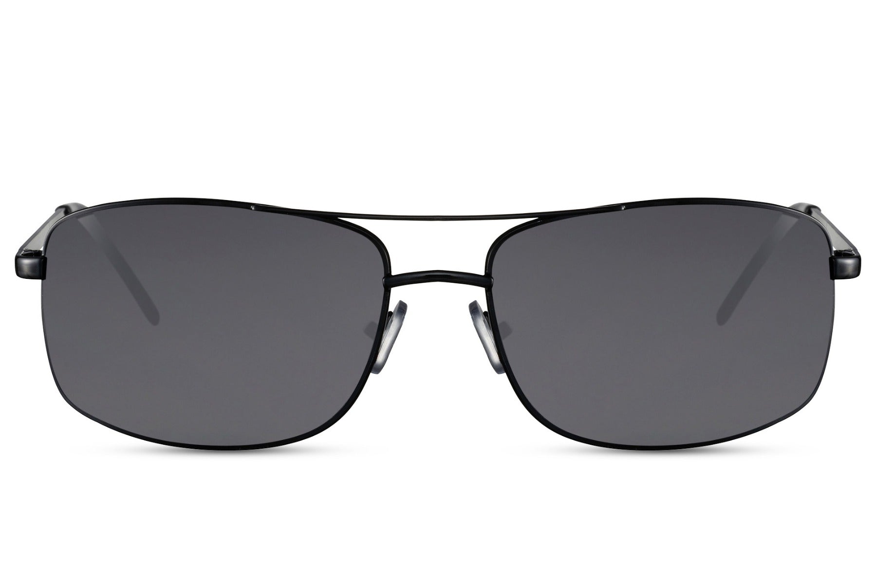 Vintage metal rectangle sunglasses with green lenses by Sunglass Station, lightweight unisex eyewear with a clean rectangular shape