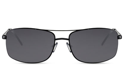 Vintage metal rectangle sunglasses with green lenses by Sunglass Station, lightweight unisex eyewear with a clean rectangular shape