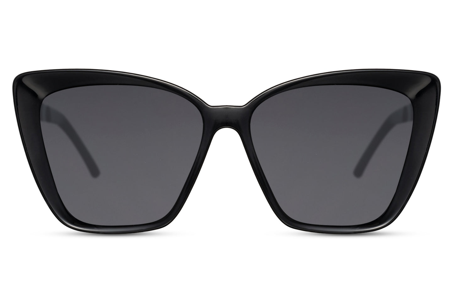 Vintage oversized black cat eye sunglasses with bold geometric frame and dark lenses, designed for statement styling and full UV protection