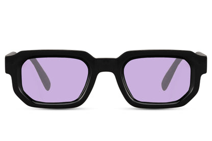 Vintage sleek rectangle sunglasses with purple lenses by Sunglass Station, modern unisex eyewear with a stylish contemporary edge