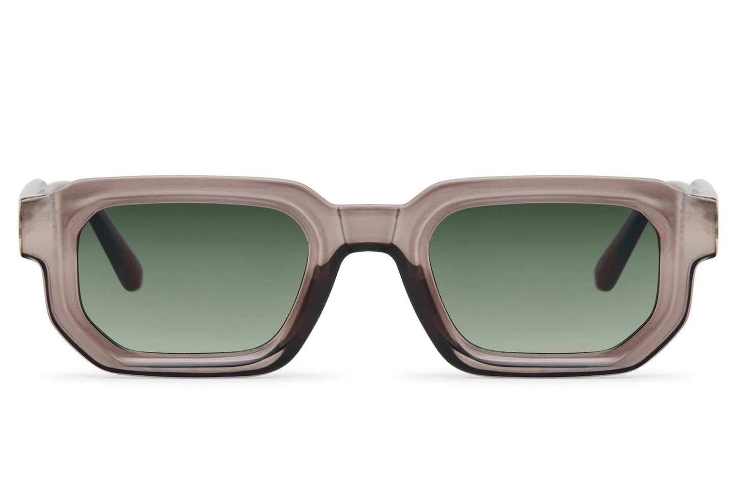 Sleek rectangle sunglasses with green frame and lenses by Sunglass Station, bold unisex eyewear with a fresh modern appearance