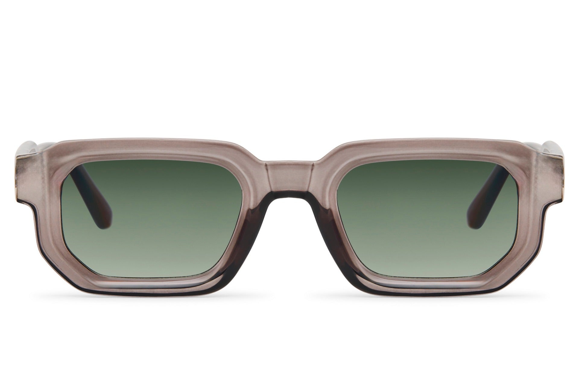 Sleek rectangle sunglasses with green frame and lenses by Sunglass Station, bold unisex eyewear with a fresh modern appearance