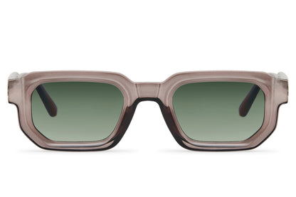 Sleek rectangle sunglasses with green frame and lenses by Sunglass Station, bold unisex eyewear with a fresh modern appearance