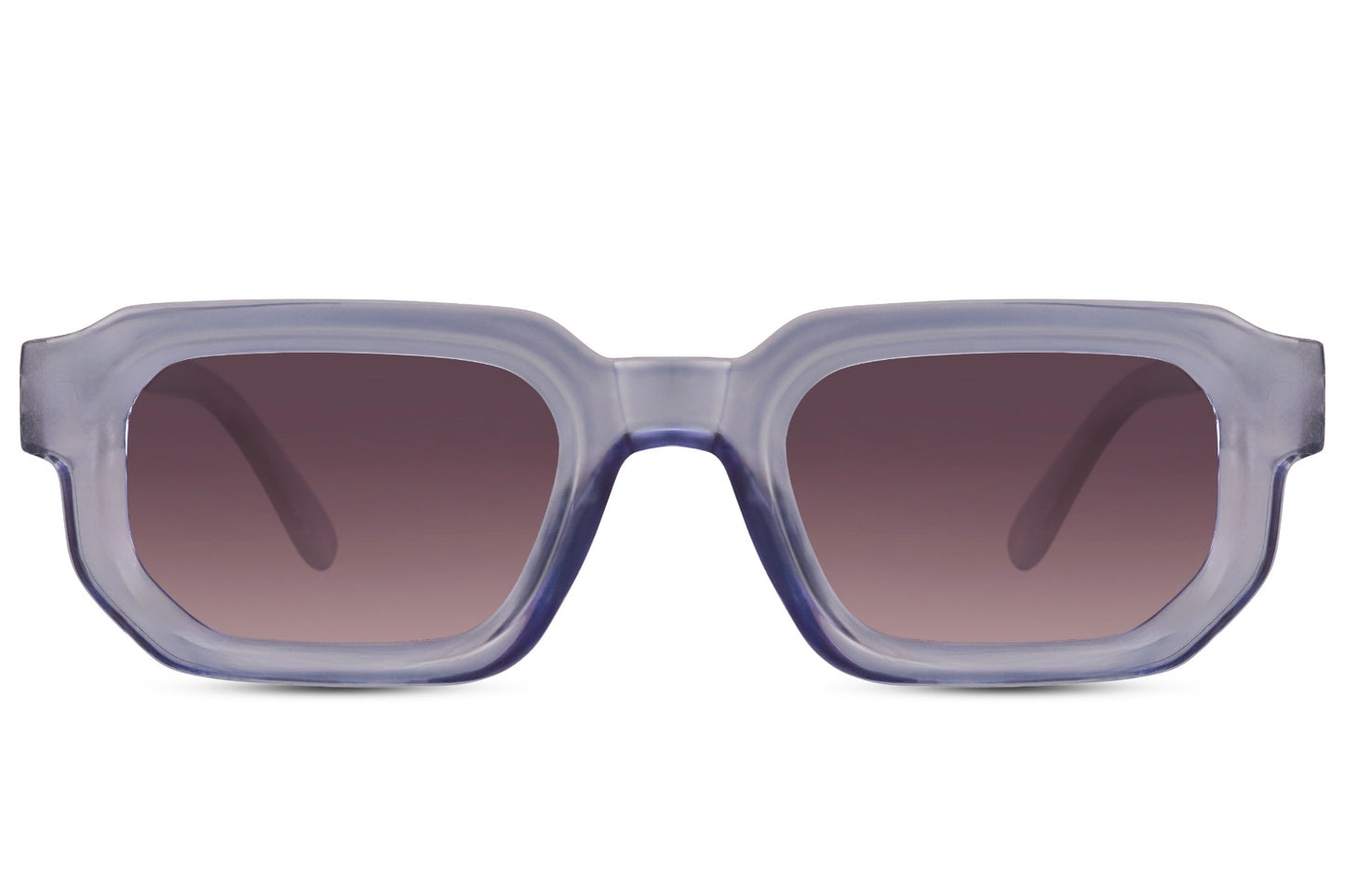 Vintage rectangle sunglasses with purple frame and gradient lenses by Sunglass Station, modern eyewear combining retro style with everyday comfort
