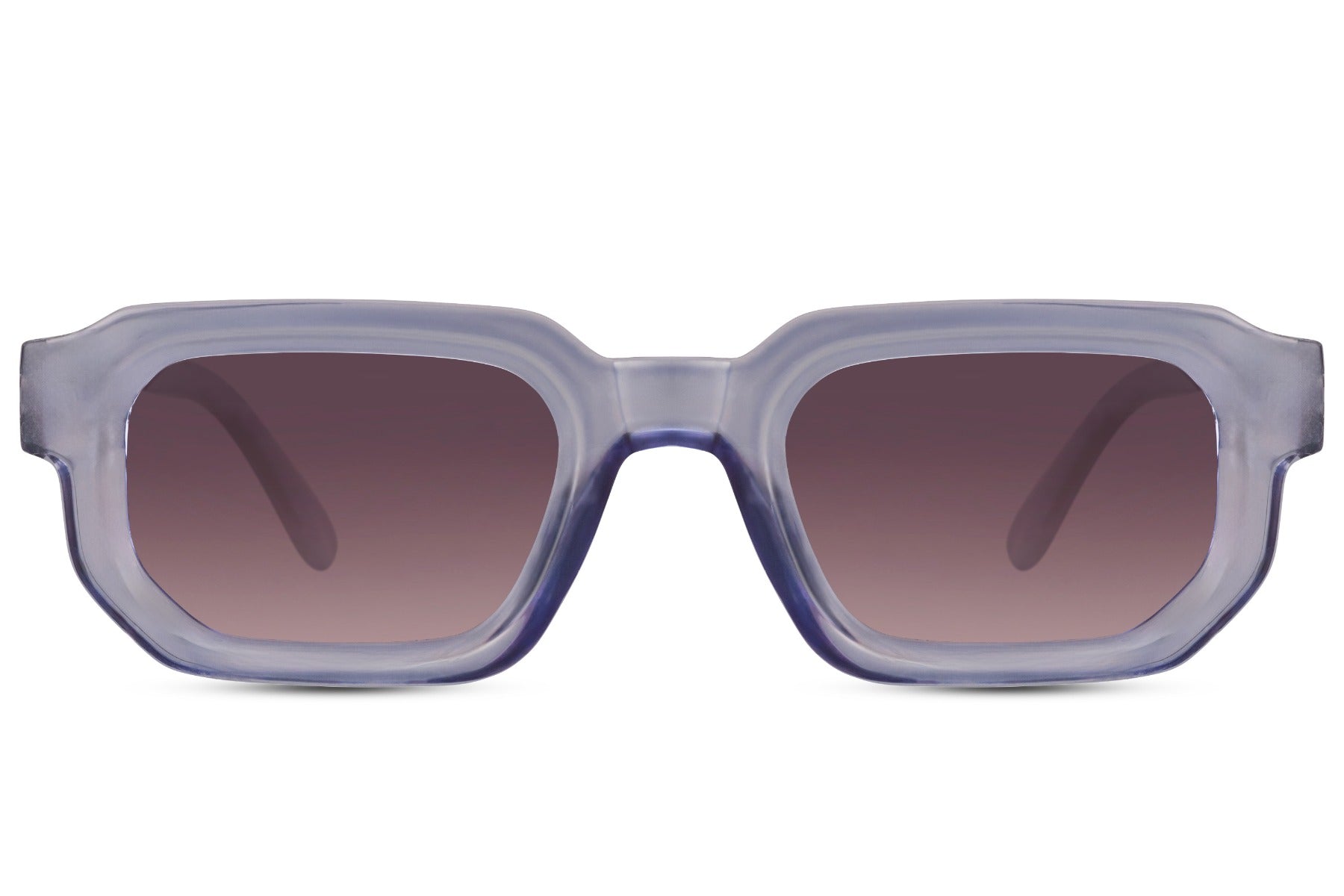 Vintage rectangle sunglasses with purple frame and gradient lenses by Sunglass Station, modern eyewear combining retro style with everyday comfort