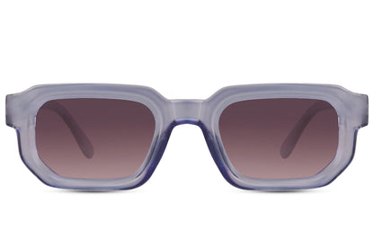 Vintage rectangle sunglasses with purple frame and gradient lenses by Sunglass Station, modern eyewear combining retro style with everyday comfort